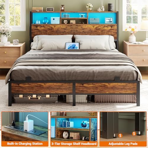 Aheaplus Headboard for Full Size Bed with Storage, Headboards with Outlets