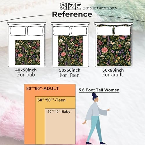 Coneflower Meadow Butterfly Flannel Throw Blanket 50x60 Inch
