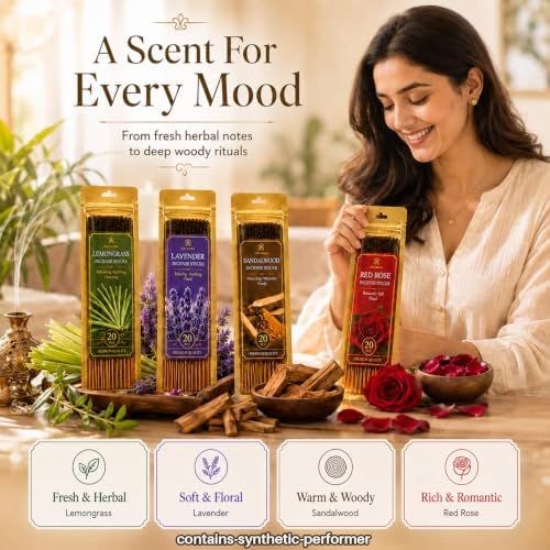 RAINFLOW Incense Sticks 160 Pack, 8 Scents Indian Incense Variety Pack