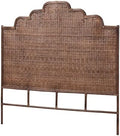 Bali & pari Raphaela Natural Rattan Standalone Headboard - Handwoven Wicker Panel Headboard with Stepped Detailing, Queen