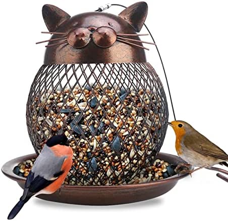 Cute Cat Shaped Bird Feeder for Outdoor Hanging, Garden Yard Decoration