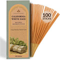California White Sage Incense Sticks for Cleansing, 100 Sticks, Organic Insence Non Toxic, No Charcoal Clean Burning, Handmade from Upcycled Flowers, Positive Vibes Inscent Calming Aroma