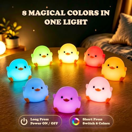 UNEEDE 3 Pack Mini Animal Night Light Set, Mini Capybara, Frog & Duck Lamp