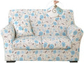 Stretch Printed Sofa Cover Couch Covers, 4-Piece Loveseat Slipcovers with 2 Separate Cushion Cover & 1 Pillow Case, Washable Spandex Furniture Protector for Living Room(Loveseat, Floral)