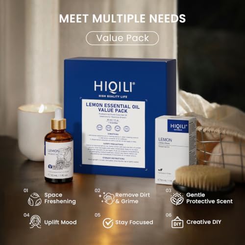 HIQILI Lemon Essential Oil Set for Business Purchase, Freshen Air, Home Use