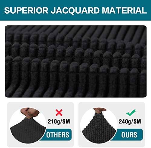 Turquoize Stretch Armrest Covers for Chairs and Sofas Couch Arm Covers for Sofa Spandex Jacquard Armrest Cover Anti-Slip Furniture Protector Washable Armchair Slipcovers for Recliner Set of 4, Black