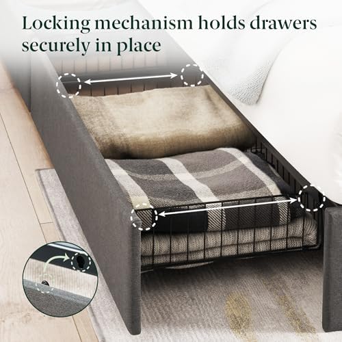 Zinus Billie Platform Bed Frame, Four Underbed Storage Drawers, Full