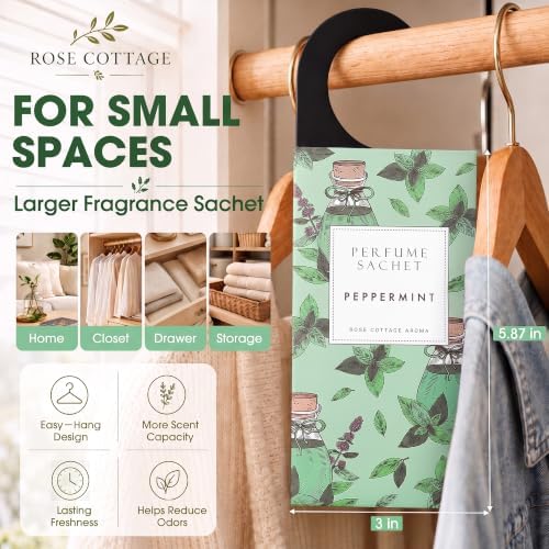 Large 12 Packs Peppermint Hanging Scented Sachets Long-Lasting Closet Deodorizer Air Freshener Fabric Refresher Odor Eliminator for Drawer Home Fragrance Gift Set