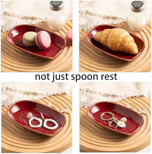 Ceramic Spoon Rest for Stove Top, Spoon Holder for Kitchen Counter