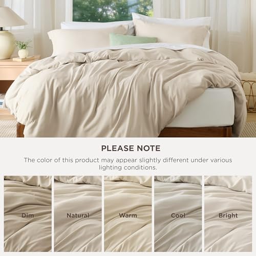 Bedsure Oversized King Duvet Cover, Soft Double Brushed Bedding Set, Linen