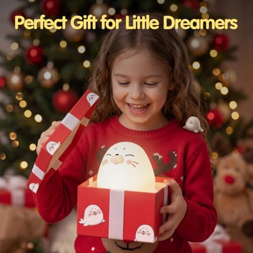 Seal Silicone Night Light for Kids, Cute Squishy LED Lamp Gift