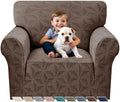 YEMYHOM 1 Piece Stretch Chair Sofa Slipcovers Couch Covers for 1 Seat, Jacquard Armchair Covers with Non-Slip Elastic Bottom, Thickened Furniture Protector for Dogs Pets kids (Small, Brown）