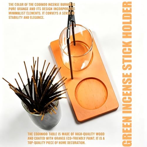 2 in 1 Incense Holder for Sticks Incense Burner Holder with Storage,Glass Upside Down Incense Holder for Sticks with Glass Ash Catcher for Meditation Yoga Spa Room Home Decor[Orange]