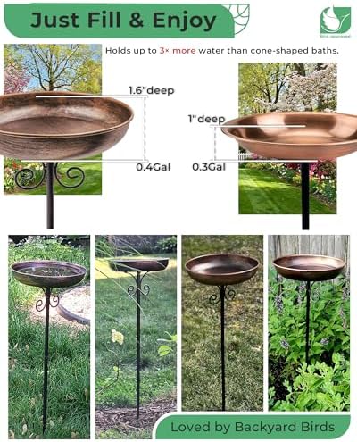 10" Small Metal Bird Bath with Stake, Outdoor Birdbath for Garden