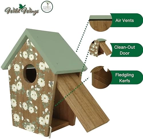 Wild Wings Decorative Bluebird House Verdant Petals, Green