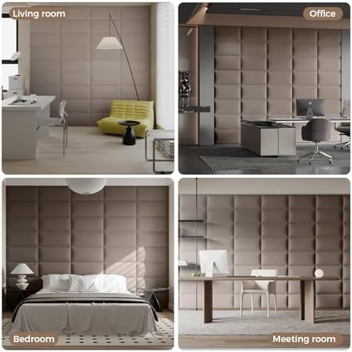 12-Piece King Size Upholstered Headboard in Khaki Linen, Wall Mounted Fabric Headboard & Panels Set, Large Scale for Master Bedroom Wall Decor