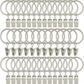 40 Pack Metal Curtain Rings with Clips, 1.26 in ID, Matte Silver