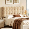 Pinmoco Queen Cloud-Shaped Upholstered Headboard, Teddy Fleece Light Brown