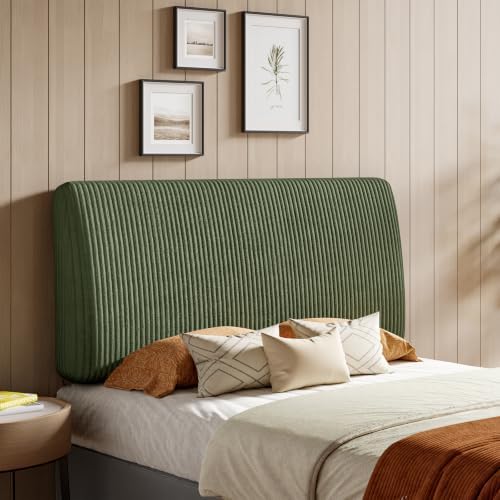 Pinmoco 4.7" Upholstered Headboard for Full Size Bed, Height Adjustable and Ergonomic Headboard, Easy Assemble, Sturdy and Durable,Olive Green