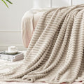 BEDELITE 3D Ribbed Linen Fleece Throw Blanket for Couch, 50x60 Inch