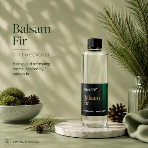 Airkeep Balsam Fir Reed Diffuser Refill – 6.76 fl oz Premium Scented Oil for Home Aromatherapy – Long-Lasting Fragrance for Reed Diffusers – Perfect for Bathroom, Bedroom & Home Decor