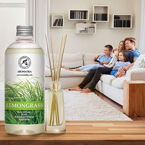 Lemongrass Diffuser Refill 34 Fl Oz (2x17 Fl Oz) - Fresh & Long Lasting Fragrance - Refill with Natural Essential Lemongrass Oil - for Aromatherapy - Spa - Home
