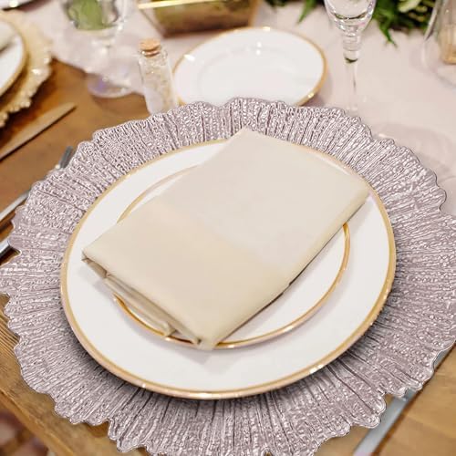 MAONAME Pink Charger Plates Set of 6, Reef Chargers for Dinner Plates