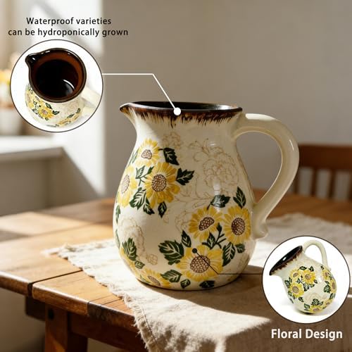 6.1" Sunflower Ceramic Vintage Farmhouse Utensil Holder for Kitchen Counter