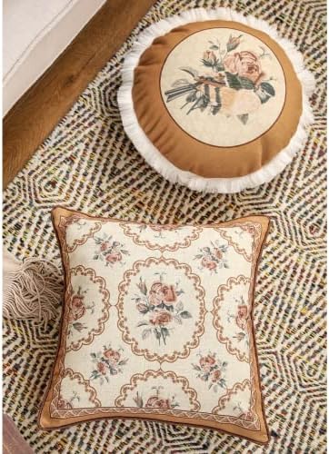 patdrea Designer French Vintage Round Throw Pillow Cover,Diameter 16"