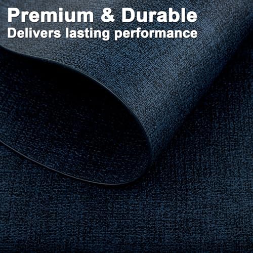 Faux Leather Oval Placemats Set of 6, Dark Blue