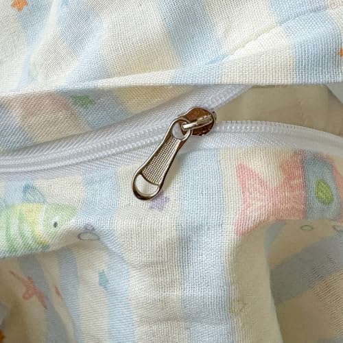 Kids Fish Duvet Cover Set Muslin Cotton,Twin(68"x86"),Blue Striped