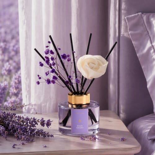 Airkeep Flower Reed Diffuser Set, French Lavender Diffuser Set, 5.07 Fl.oz (150ml), Home Fragrance, Bathroom, Bedroom & Home Décor, Air Freshener
