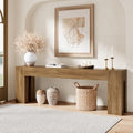 Epecoya 94.5 Inch Extra Long Console Table, Natural Oak Brown