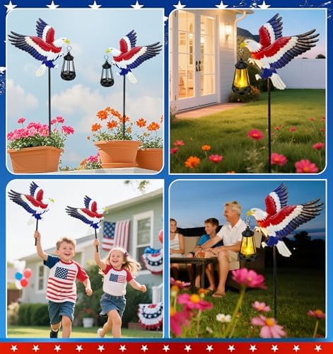 Solar Lights Outdoor 29.9in Metal Eagle with Solar Lights Garden Stakes