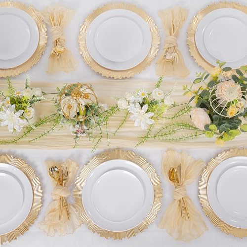 LIYH 8 Pcs Heavy Duty Gold Charger Plates for Wedding & Party, 13 Inch