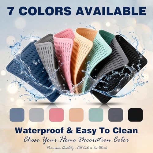 CAKETIME 2 Pack Silicone Dish Drying Mat for Kitchen Counter Shower Caddy Waterproof Heat Resistant Dishwasher Safe Coffee Bar Placemats Essentials 15"x11.5" Transparent Stripes