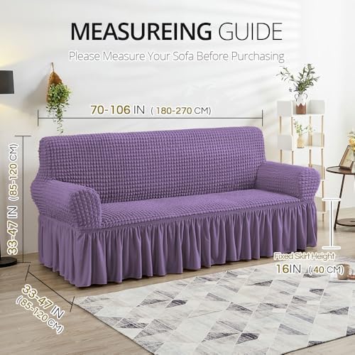 NICEEC Sofa Covers Purple Couch Cover Stretch Sofa Slipcovers with Skirt
