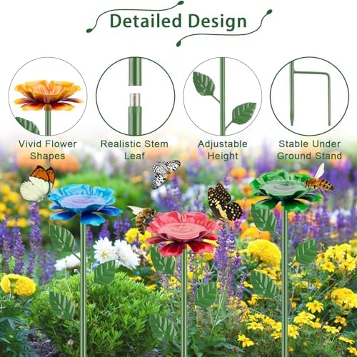 4 Pack Bee Watering Station, Metal Bee Bath, Butterfly Watering Station