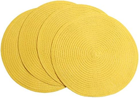 SHACOS Yellow Round Braided Placemats Set of 4 Washable Fabric Place Mats