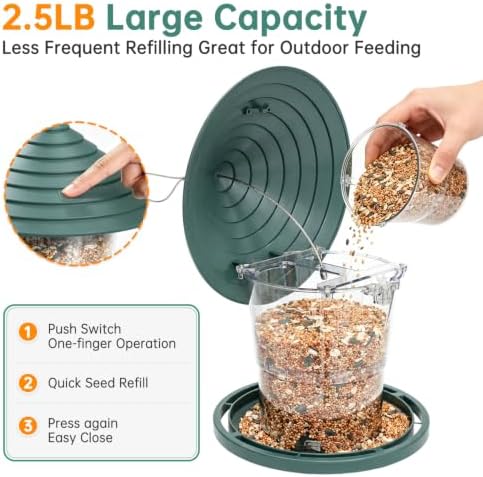 HABAU Bird Feeders for Outdoor Plastic Hanging Bird Seed Feeding
