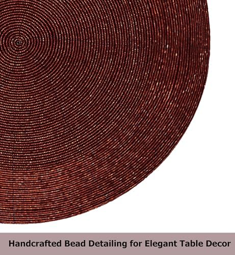 COTTON CRAFT Glitz Handmade Beaded Charger Placemats - Set of 4 - Burgundy