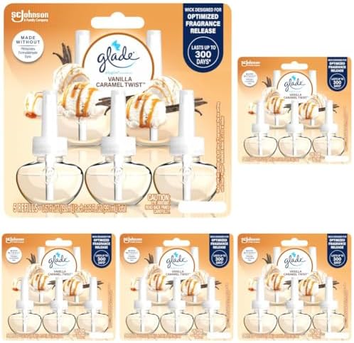 Glade PlugIns Air Freshener Refills, Vanilla Caramel Twist, 3.35 Fl Oz (5 Count) (Pack of 5)