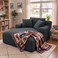 66" Chaise Lounge Chair Indoor, Corduroy Upholstered Reading Chair Oversized Boneless Chair with Deep Seat, Cloud Lounge Chair with 3 Pillows for Living Room, Bedroom, No Assembly Required