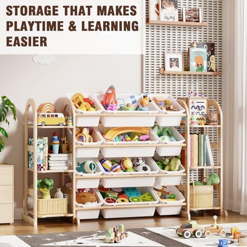 Kids Toy Storage Organizer - Toy Organizers and Storage with 6 Shelves and 12 Bins,Kids Toy Organizer for Playroom, Bedroom, Nursery, 53 Inches Wide (White)