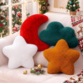 4 Pcs Plush Cloud Star Moon Throw Pillow Set, Brown, Burgundy, White, Green