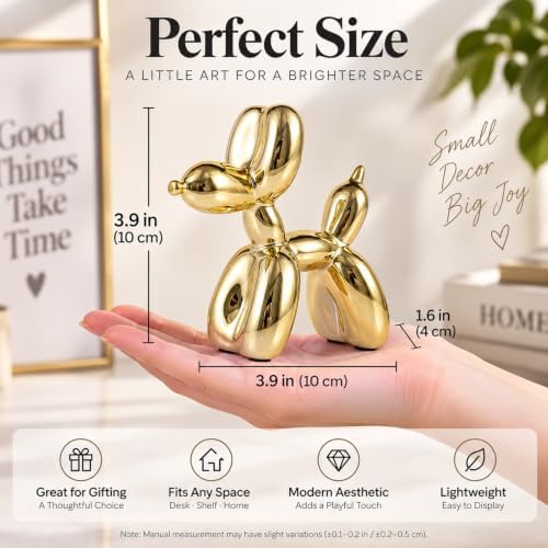 Gold Balloon Dog Decor,Gold Room Decors,Balloon Animal Preppy Room Shelf Decor,Cute Statue Home Decors,Bedroom Modern Sculpture Desk Decoration,Golden Decorations Figurines