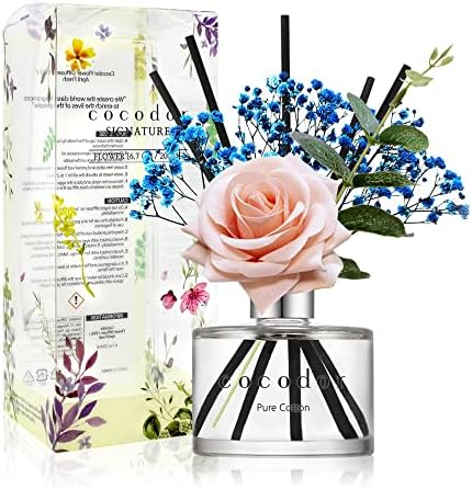 COCODOR Rose Flower Reed Diffuser/Pure Cotton/6.7oz(200ml)/1 Pack/Reed Diffuser, Reed Diffuser Set, Oil Diffuser & Reed Diffuser Sticks, Home Decor & Office Decor, Fragrance and Gifts