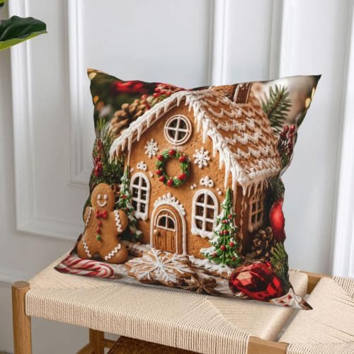Christmas Candy Decorative Throw Pillow Covers 18x18 Inch Set of 4