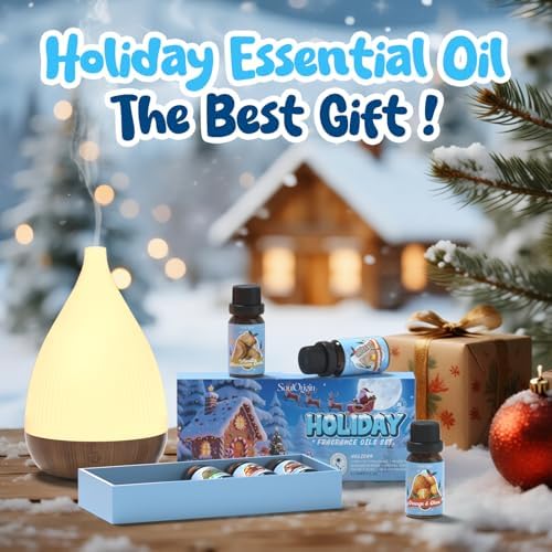 Soulorigin Holiday Essential Oils Set, Fragrance Oil Set for Diffuser, Scent Diffuser Oil for Candle Making-Vanilla Cinnamon Cookies, Caramel Apples, Gingerbread, Fir Cedar, Orange Cloves, Mulled Wine