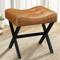 Memobarco 18-Inch Large Leather Vanity Stool Chair, Brown Makeup Stool